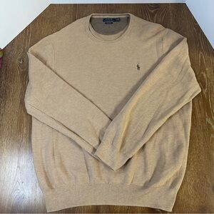 Polo Ralph Lauren Sweater Mens 2X XXL Brown Camel Crew Neck Pima Cotton Preppy